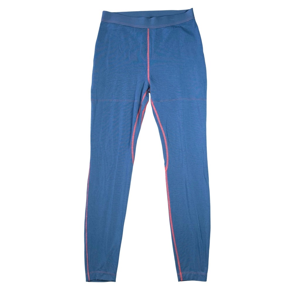 Lululemon Base Layer Leggings Women 6 Pitch Blue Coral Stitch Wool Blend 28" Ski